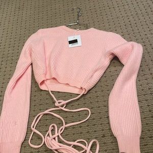 NEW WITH TAGS pink sweater with ties ADIKA